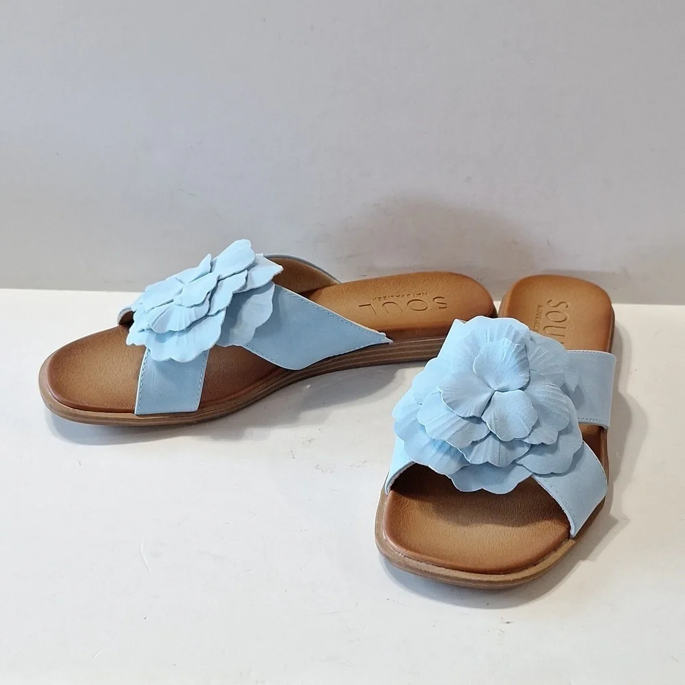 Soul Naturalizer NEW Light Blue Joyful Coquette Flower Comfort Sandals Size 7.5 - Picture 10 of 11